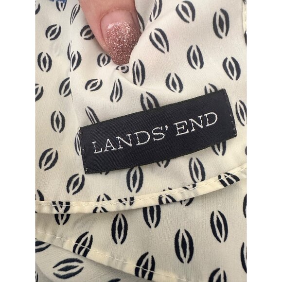 Lands End Blue & Cream Paisley Print Square  Boho Style Scarf Cape Shoulder - Picture 6 of 11